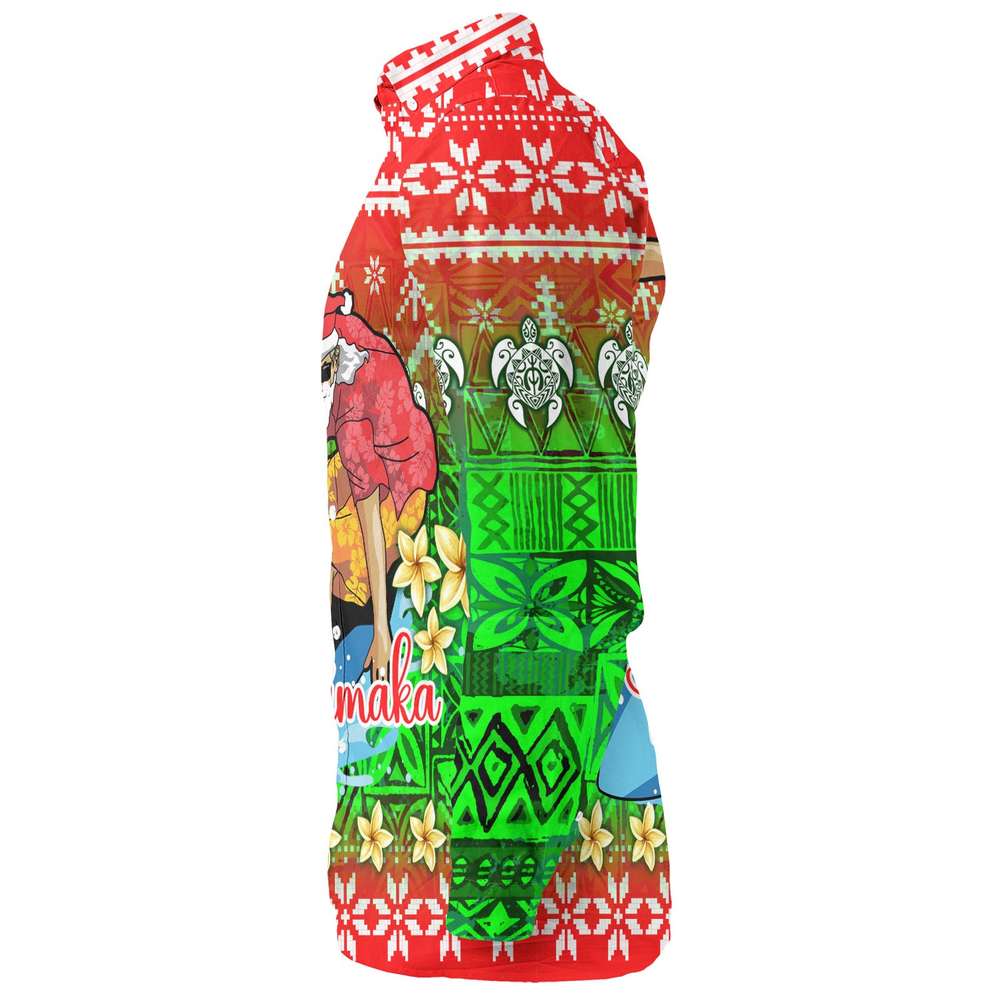 Hawaii Long Sleeve Shirt Santa Surfing Mele Kalikimaka Style