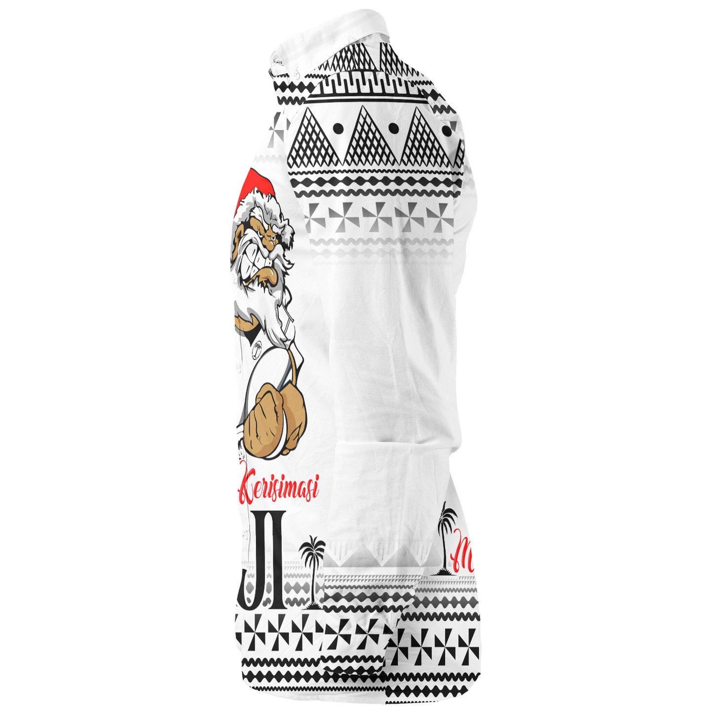 Fiji Long Sleeve Shirt Marau na Kerisimasi Rugby Santa Style