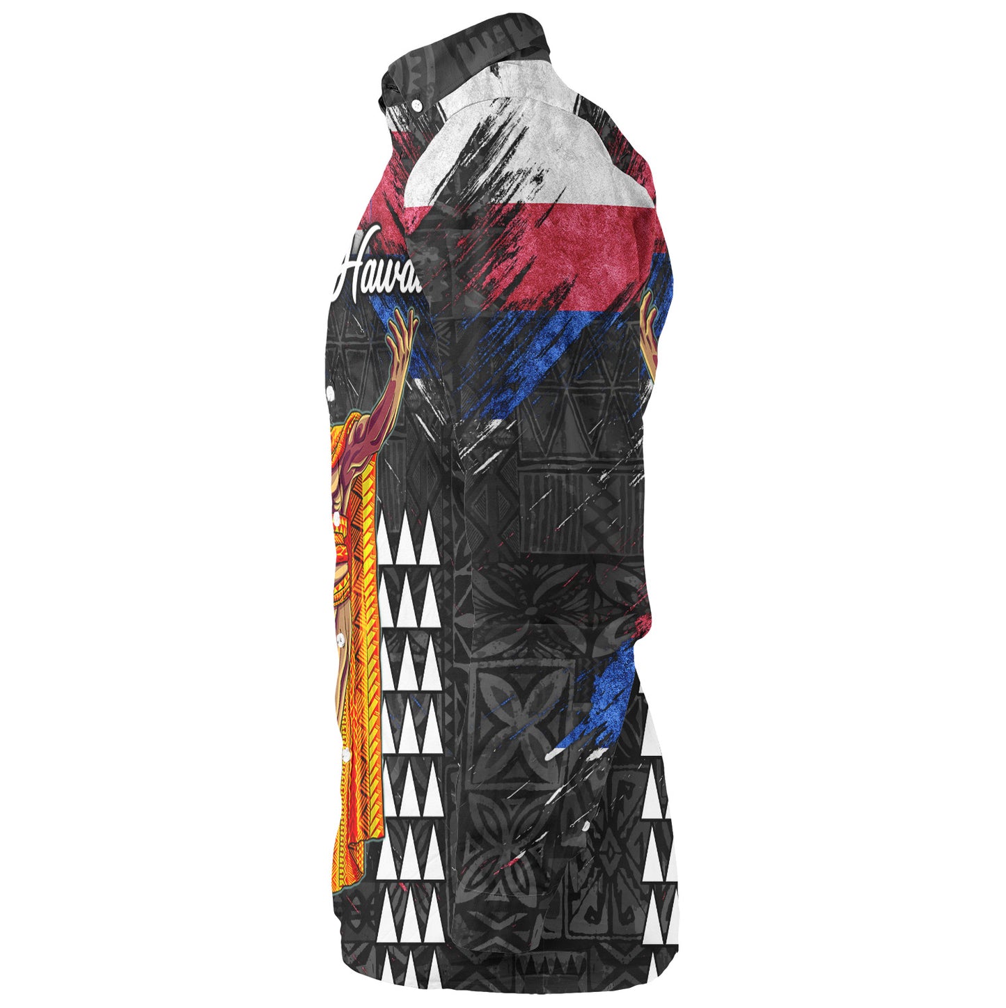 Hawaii Long Sleeve Shirt  Hawaii King Grunge Style Color Flag Style