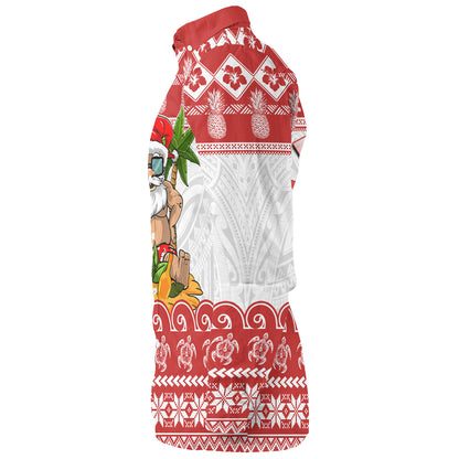 Hawaii Long Sleeve Shirt Santa Surfing Merry Christmas Kanaka Maoli