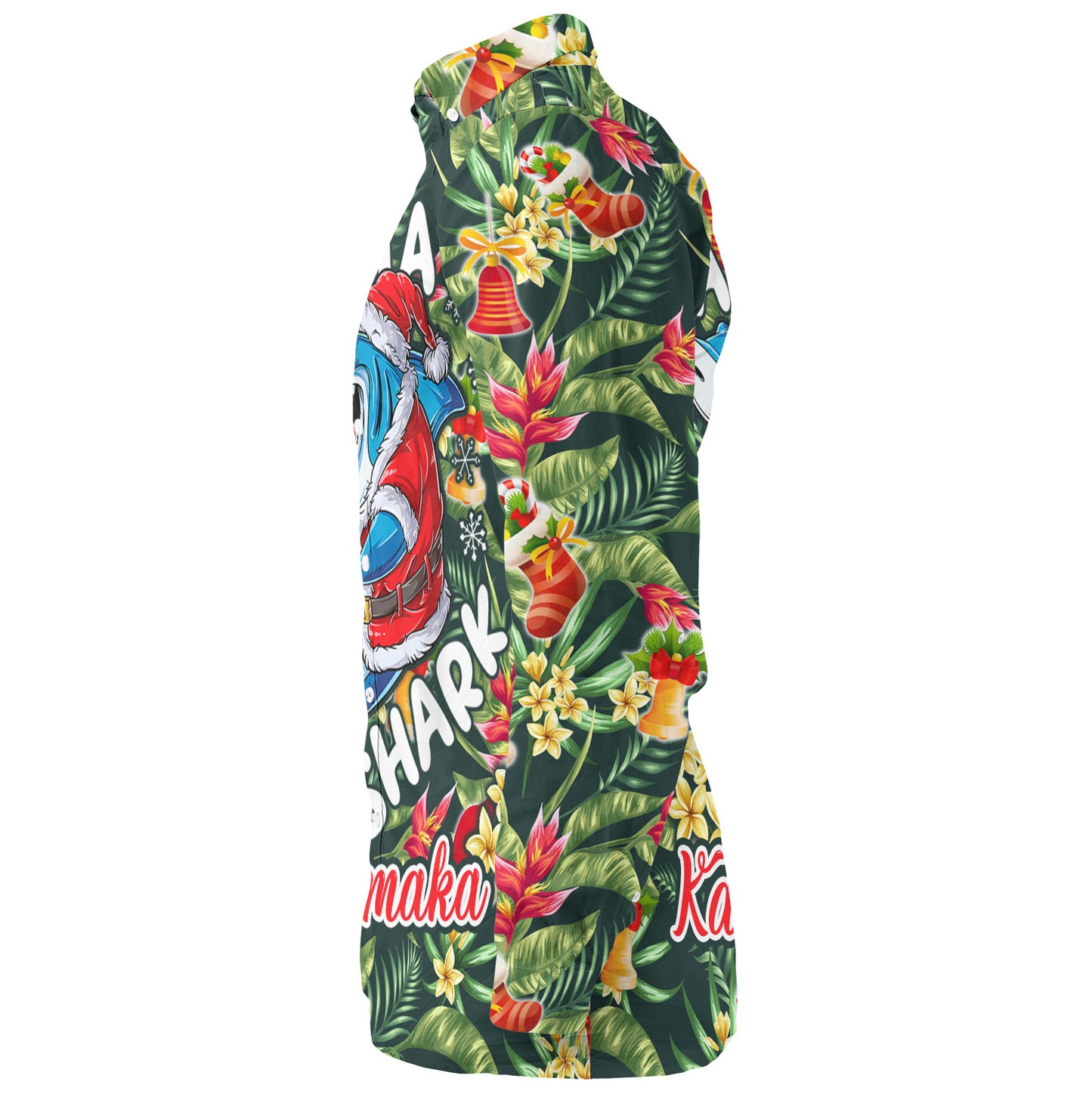 Hawaii Long Sleeve Shirt Mele Kalikimaka Santa Shark Tropical Style