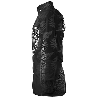 New Zealand Personalized Long Sleeve Shirt Rugby Heart Maori Style Silver Fern