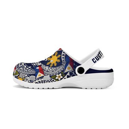 Philippines Filipinos Clogs Shoes Eagle Sun Flag Floral Tribal Style