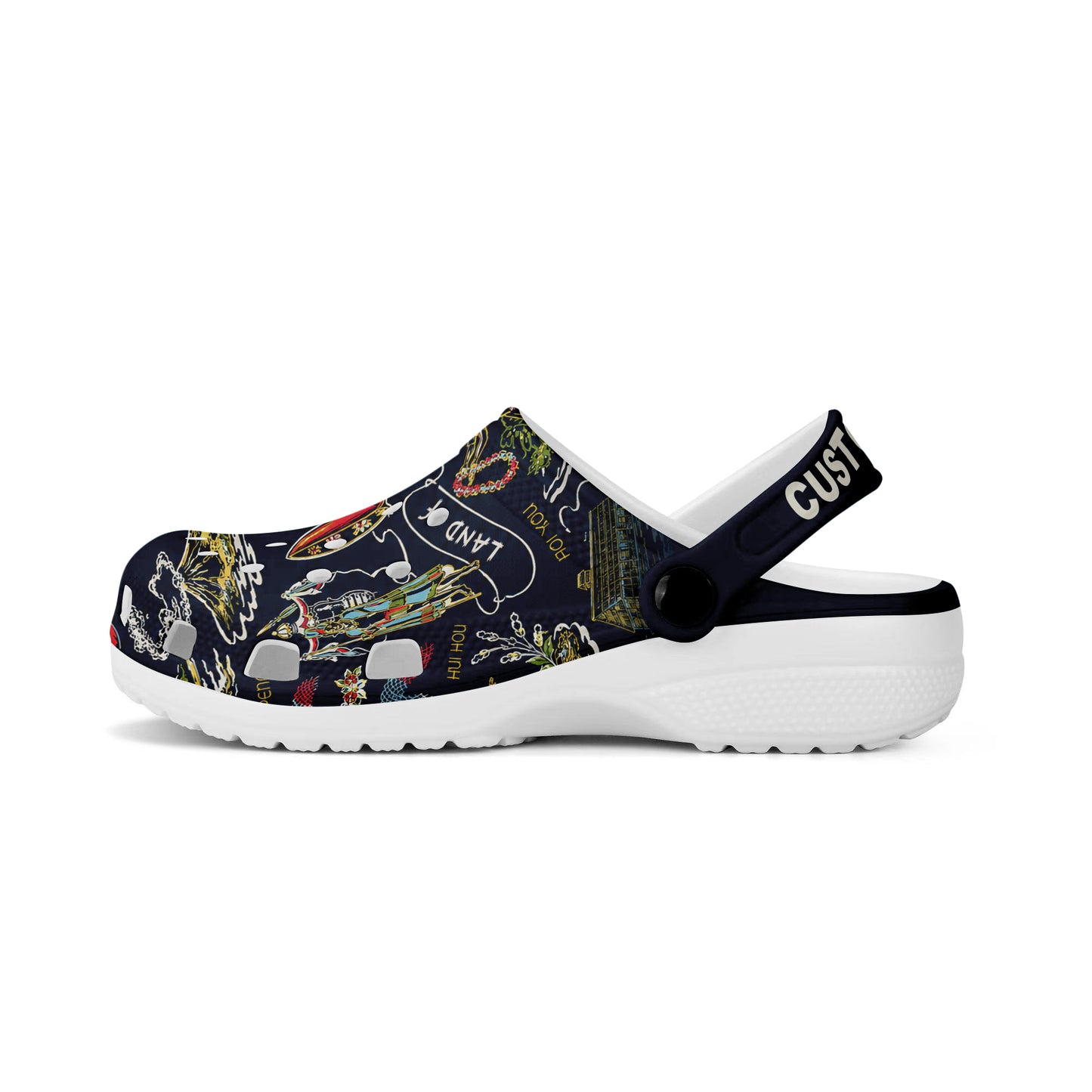 Hawaii Clogs Shoes Custom Text Hae Tropical Hibiscus Plumeria