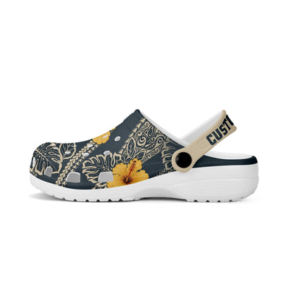 Hawaii Clogs Shoes Custom Text Polynesian Pua Aloalo