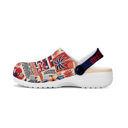 Hawaii Clogs Shoes Aloha Flag Tropical Floral Tribal Patchwork Style