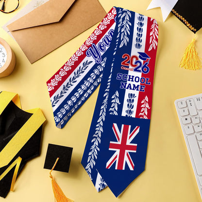 Hawaii Graduation Stole Custom Class 2026 Of Aloha Flag With Flower Lie Beautiful