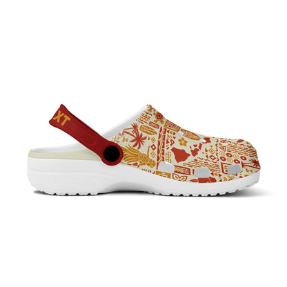 Hawaii Clogs Shoes Custom Text Pattern Vintage Old Hana