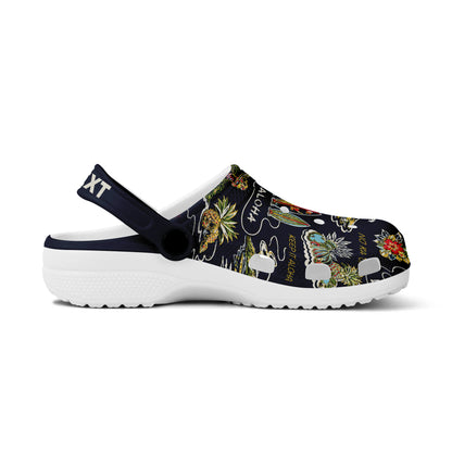 Hawaii Clogs Shoes Custom Text Hae Tropical Hibiscus Plumeria