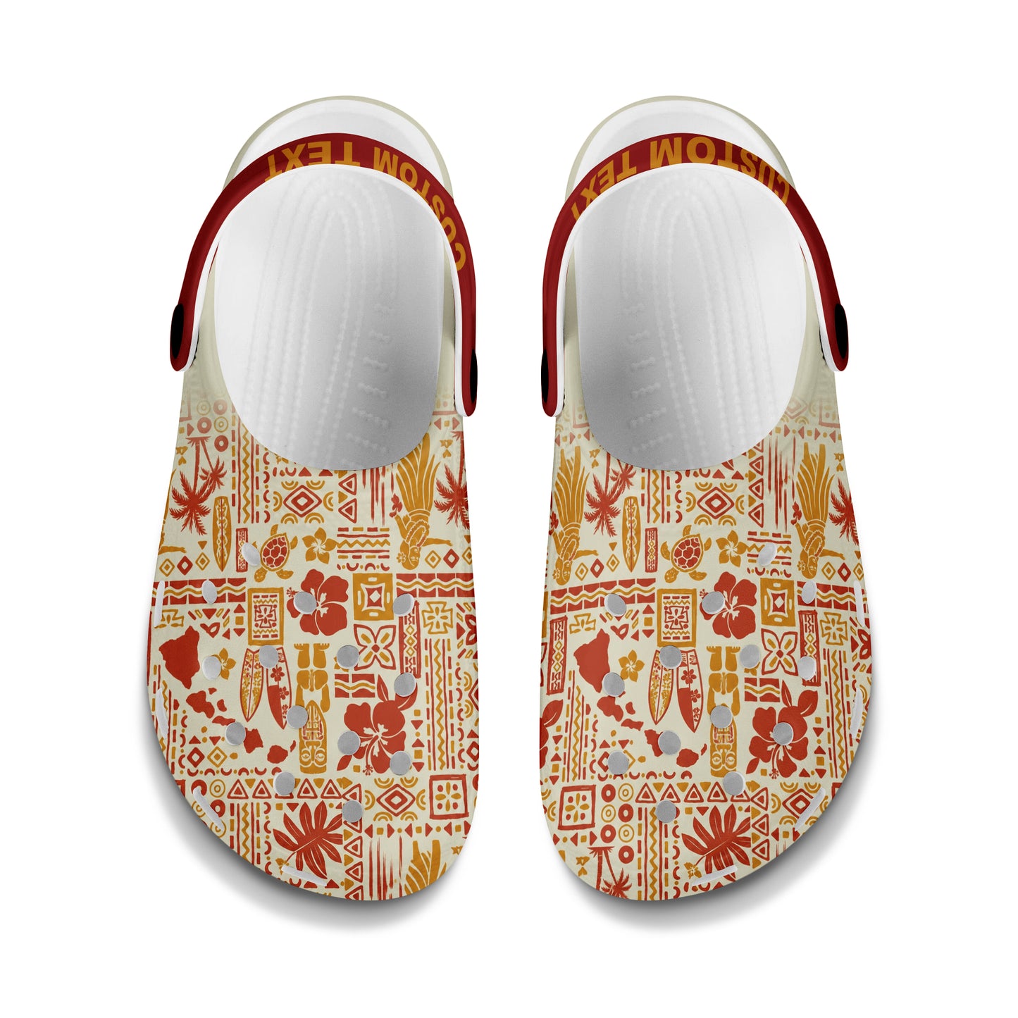 Hawaii Clogs Shoes Custom Text Pattern Vintage Old Hana