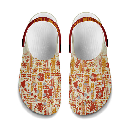 Hawaii Clogs Shoes Custom Text Pattern Vintage Old Hana