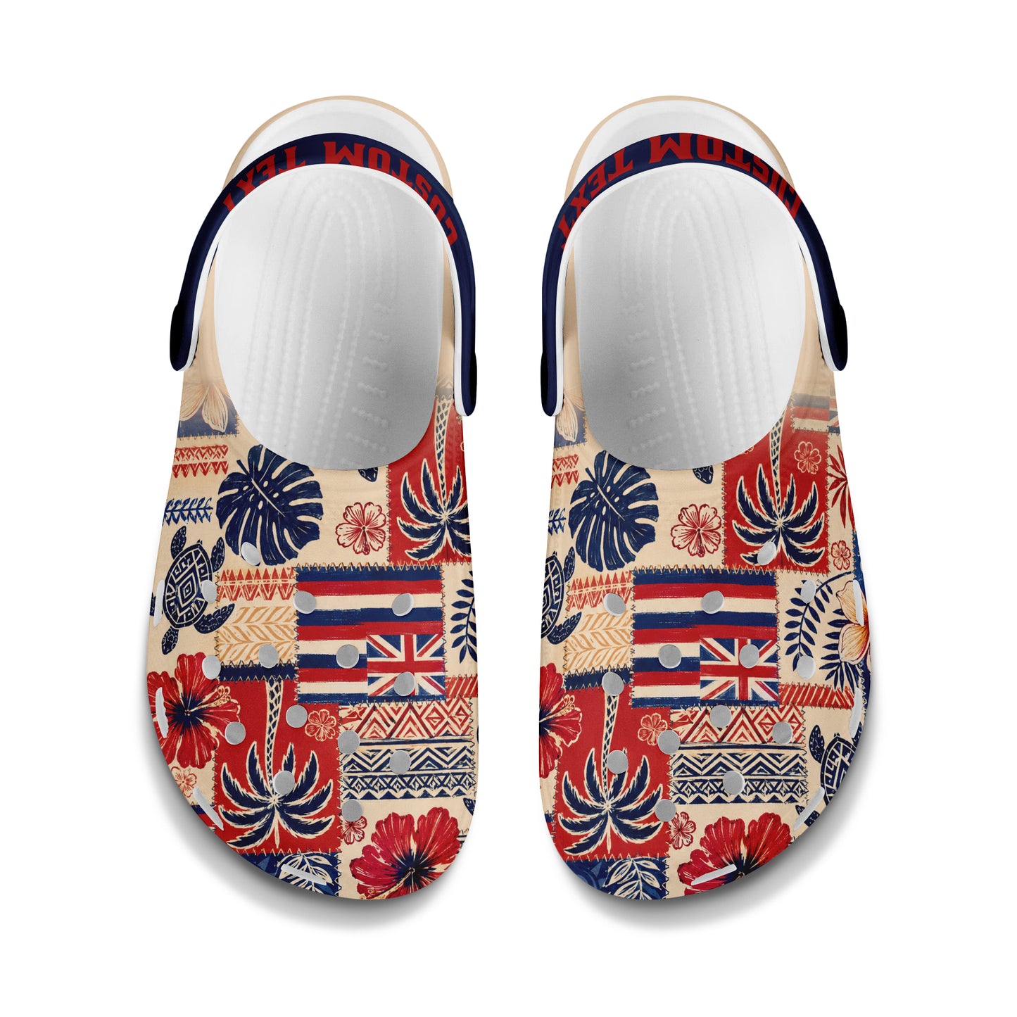Hawaii Clogs Shoes Aloha Flag Tropical Floral Tribal Patchwork Style