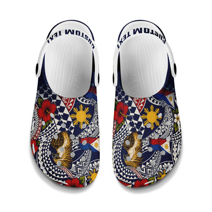 Philippines Filipinos Clogs Shoes Eagle Sun Flag Floral Tribal Style