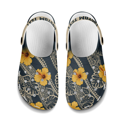 Hawaii Clogs Shoes Custom Text Polynesian Pua Aloalo