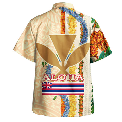Hawaii Hawaiian Shirt Aloha Flag Lei Plumeria Tribal Style