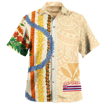 Hawaii Hawaiian Shirt Aloha Flag Lei Plumeria Tribal Style