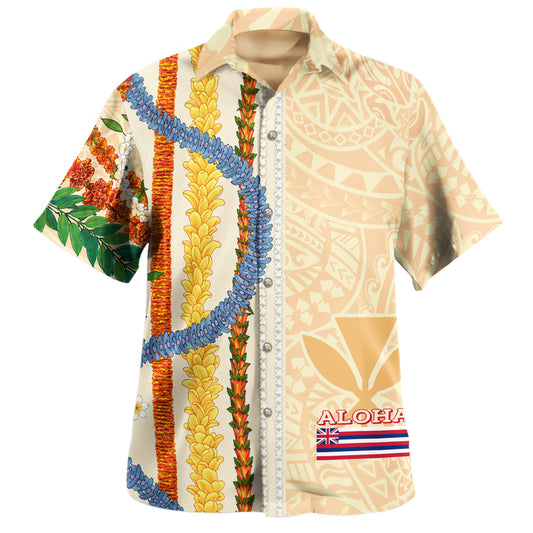 Hawaii Hawaiian Shirt Aloha Flag Lei Plumeria Tribal Style