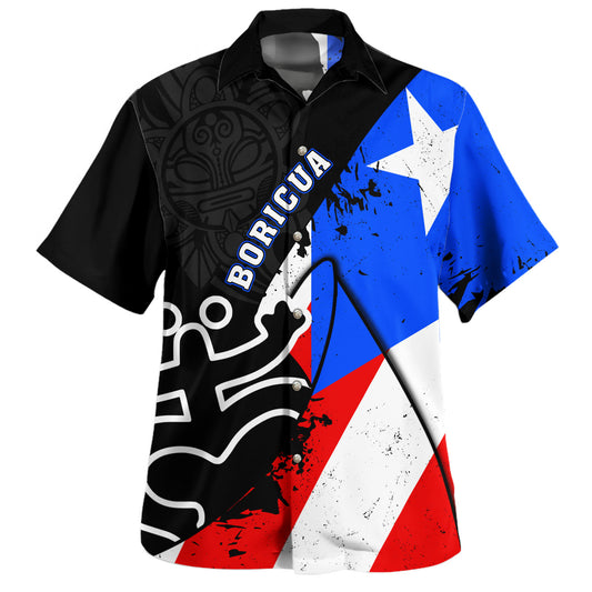 Puerto Rico Hawaiian Shirt Boricua Taino Flag Fusion