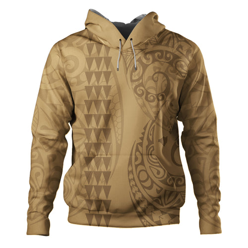 Hawaii Hoodie Map Kakau Style Golden