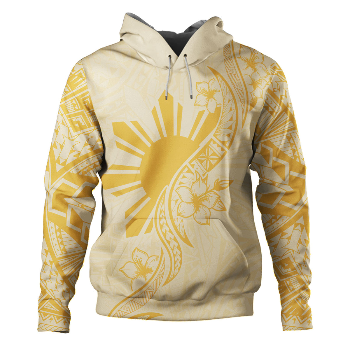 Philippines Filipinos Hoodie Sun and Sampaguita Flower Tribal Pattern