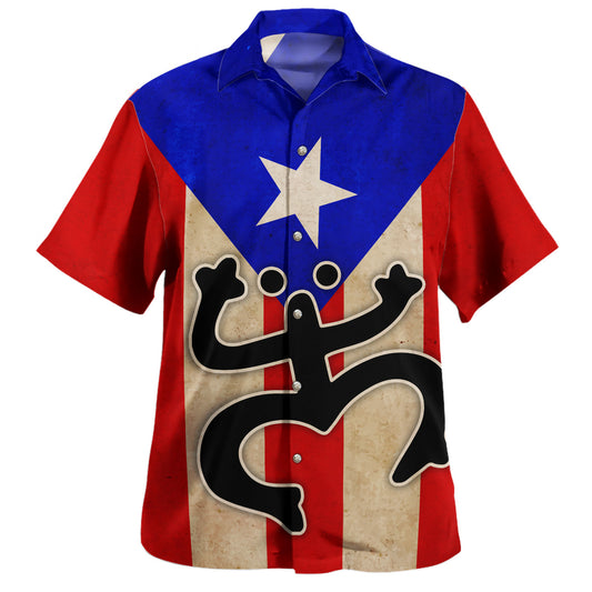 Puerto Rico Hawaiian Shirt Taino Coqui Flag Heritage
