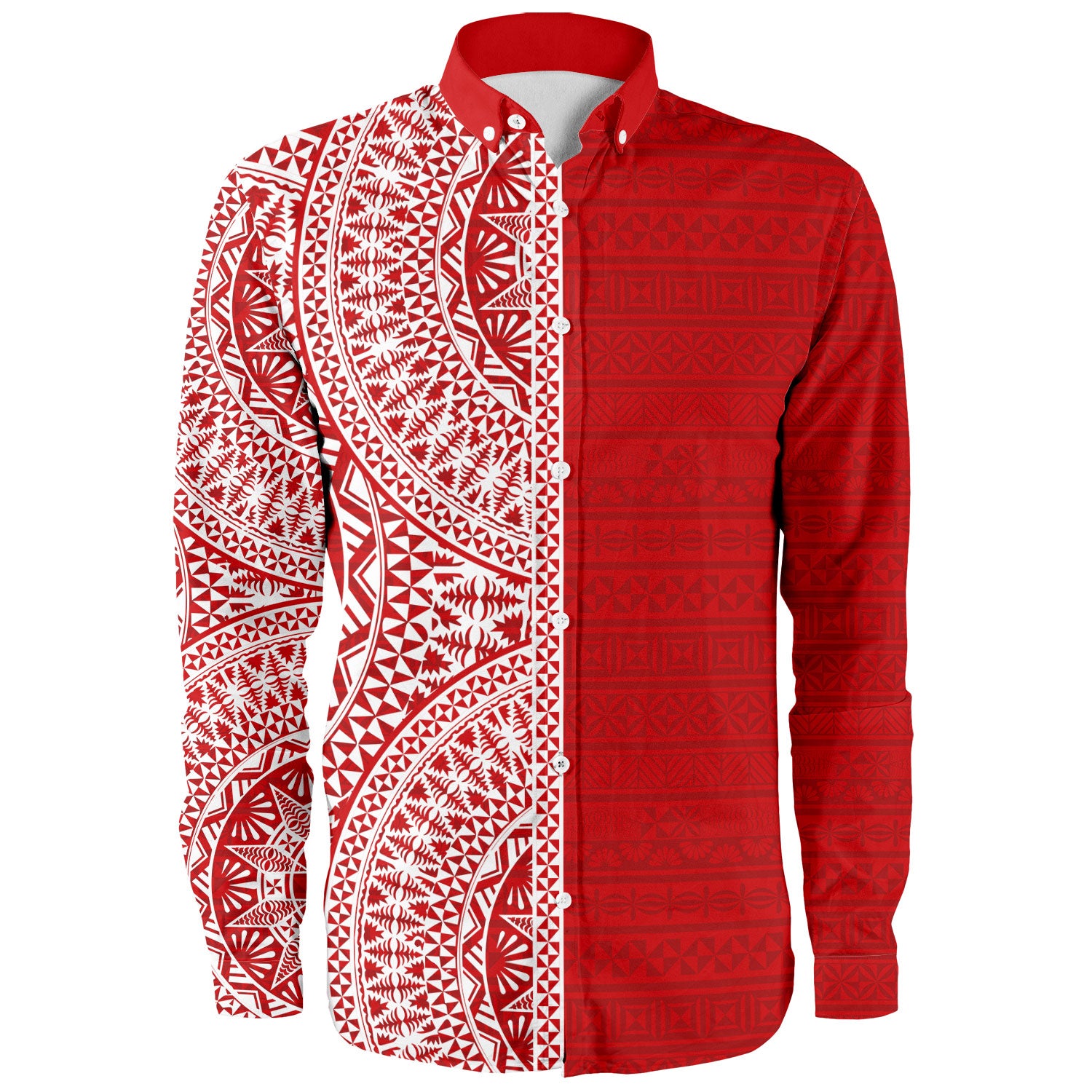 Tonga Long Sleeve Shirt Ngatu Traditional Half Concept Ver.1