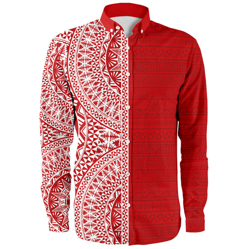 Tonga Long Sleeve Shirt Ngatu Traditional Half Concept Ver.1