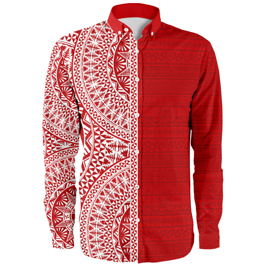 Tonga Long Sleeve Shirt Ngatu Traditional Half Concept Ver.1