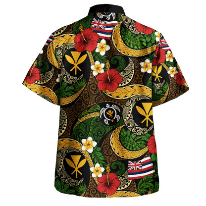 Hawaii Hawaiian Shirt Kanaka Maoli Flag Floral Tribal Style