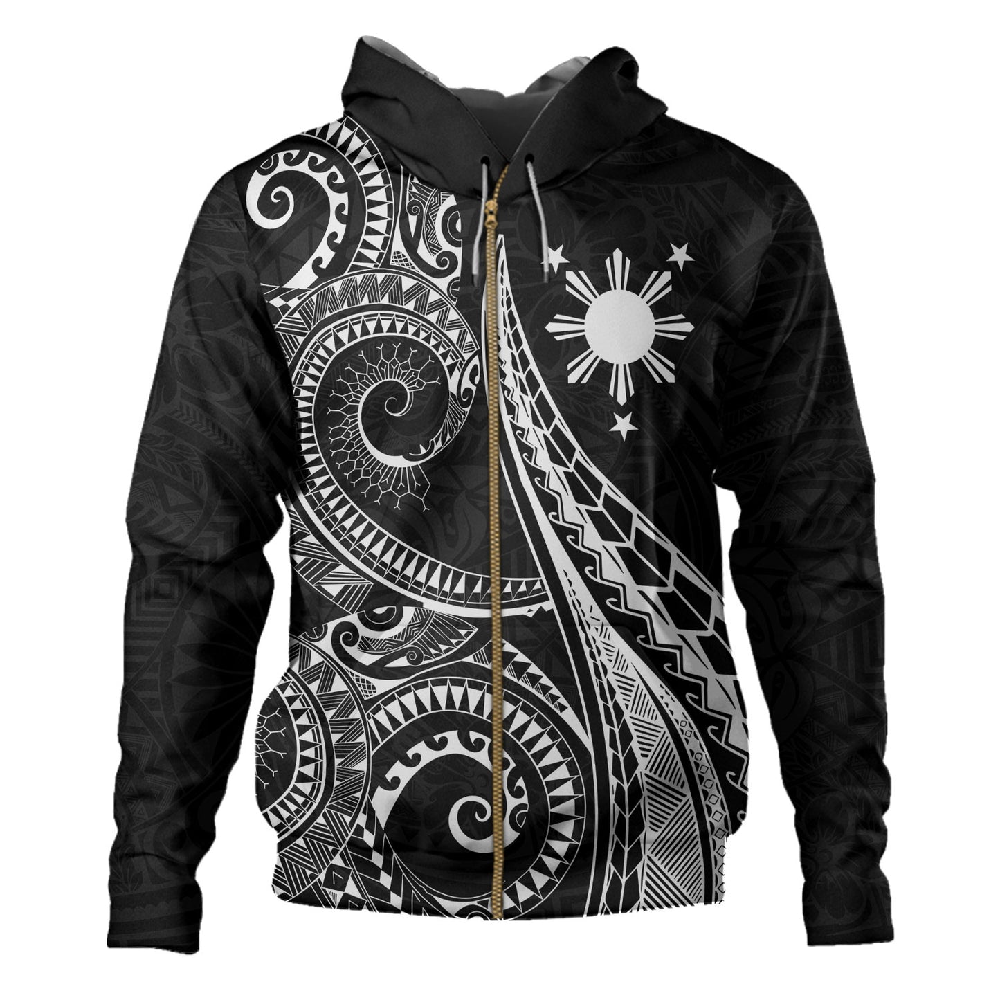Philippines Filipinos Hoodie Tattoo Polynesian Inspired Design Zip Hoodie