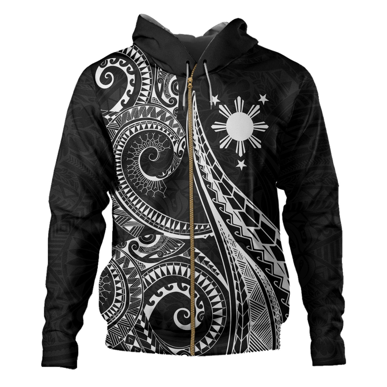 Philippines Filipinos Hoodie Tattoo Polynesian Inspired Design Zip Hoodie