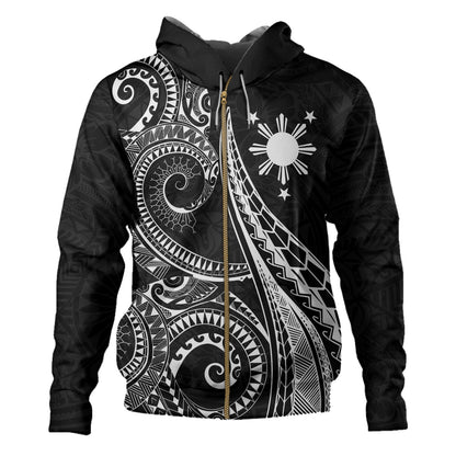 Philippines Filipinos Hoodie Tattoo Polynesian Inspired Design Zip Hoodie