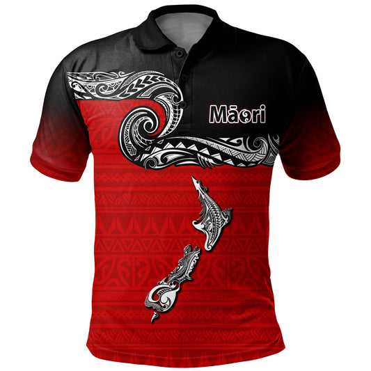 New Zealand Polo Shirt Aotearoa Maori Tribal Map Tattoo