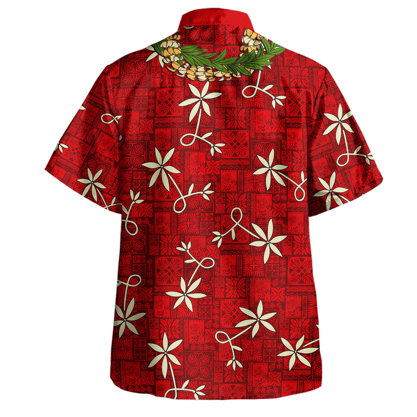 Hawaii Hawaiian Shirt Puakenikeni And Maile lei King Kamehameha Elvis Red Aloha