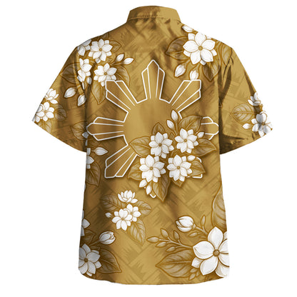 Philippines Filipinos Hawaiian Shirt Sun Sampaguita Flower Lauhala Pattern Style