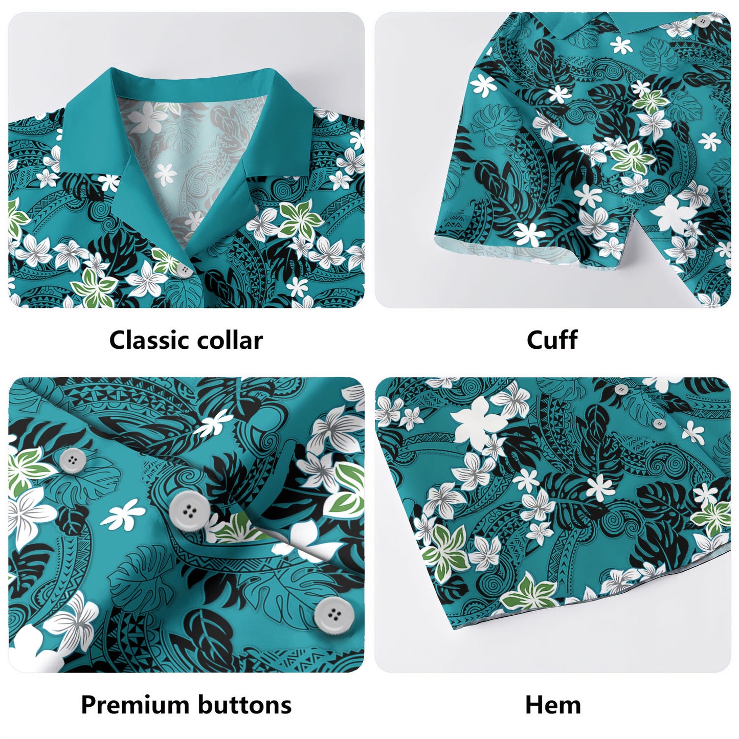 Polynesia Hawaiian Shirt Fabric Traditional Polynesian With  Plumeria And Tiare Flowers