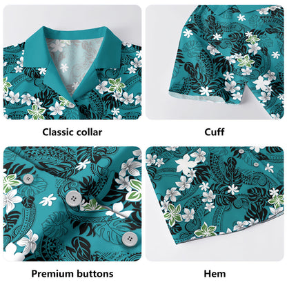 Polynesia Hawaiian Shirt Fabric Traditional Polynesian With  Plumeria And Tiare Flowers