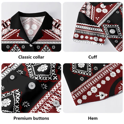 Fiji Combo Puletasi And Shirt Bula Masi Pattern Design Flower