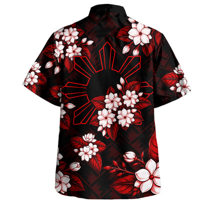 Philippines Filipinos Hawaiian Shirt Sun Sampaguita Flower Lauhala Pattern Style