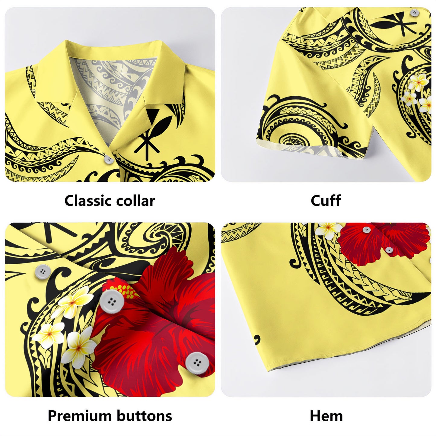 Hawaii Hawaiian Shirt Polynesian Fabric Flower Tattoo Pattern
