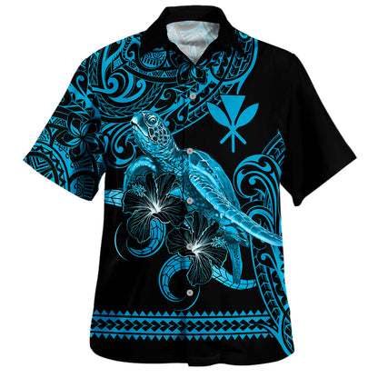Hawaii Hawaiian Shirt Polynesia Tribal Kanaka Sea Turtle Hibiscus Flower