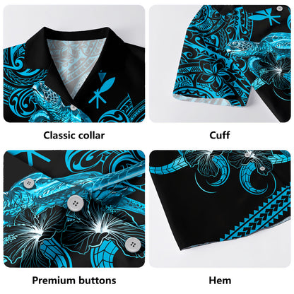 Hawaii Hawaiian Shirt Polynesia Tribal Kanaka Sea Turtle Hibiscus Flower