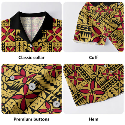 Samoa Hawaiian Shirt Siapo Design Tribal Pattern Yellow