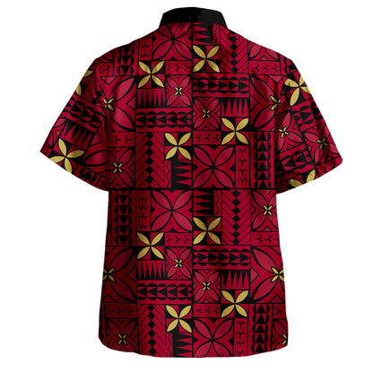 Samoa Combo Puletasi And Shirt Siapo Design Tribal Pattern Red