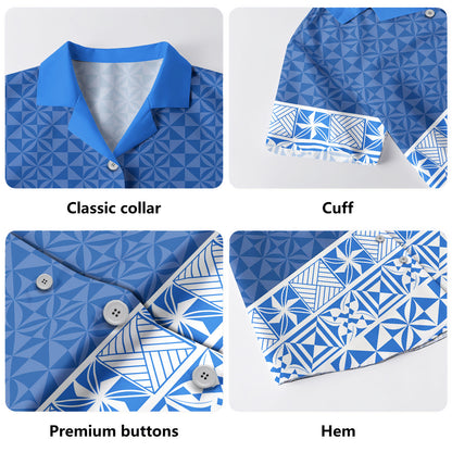 Tonga Combo Puletasi And Shirt Ngatu Style Blue