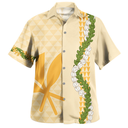 Hawaii Hawaiian Shirt Kanaka Maoli Puakenikeni Maile Flower Lei