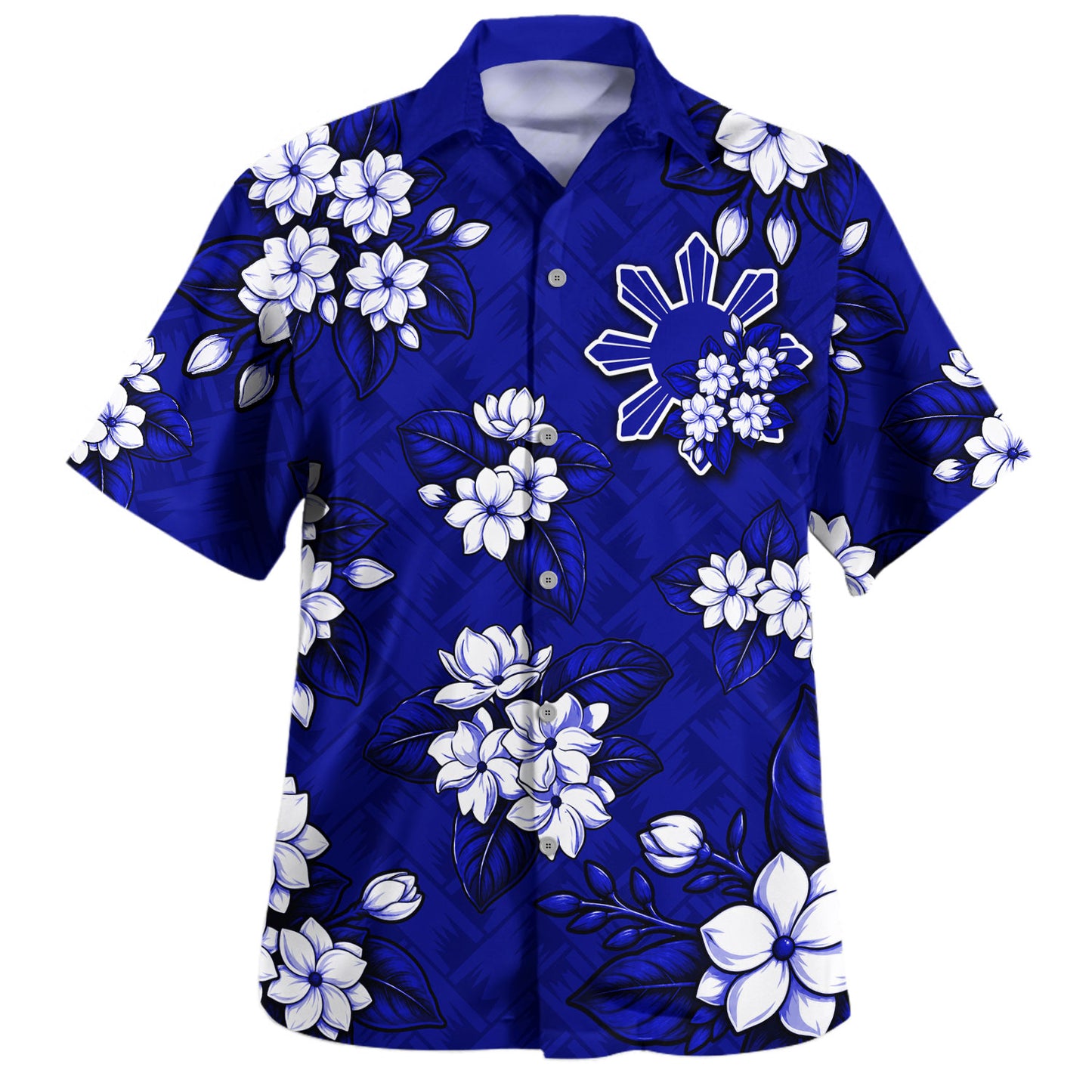 Philippines Filipinos Hawaiian Shirt Sun Sampaguita Flower Lauhala Pattern Style