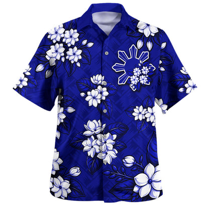 Philippines Filipinos Hawaiian Shirt Sun Sampaguita Flower Lauhala Pattern Style