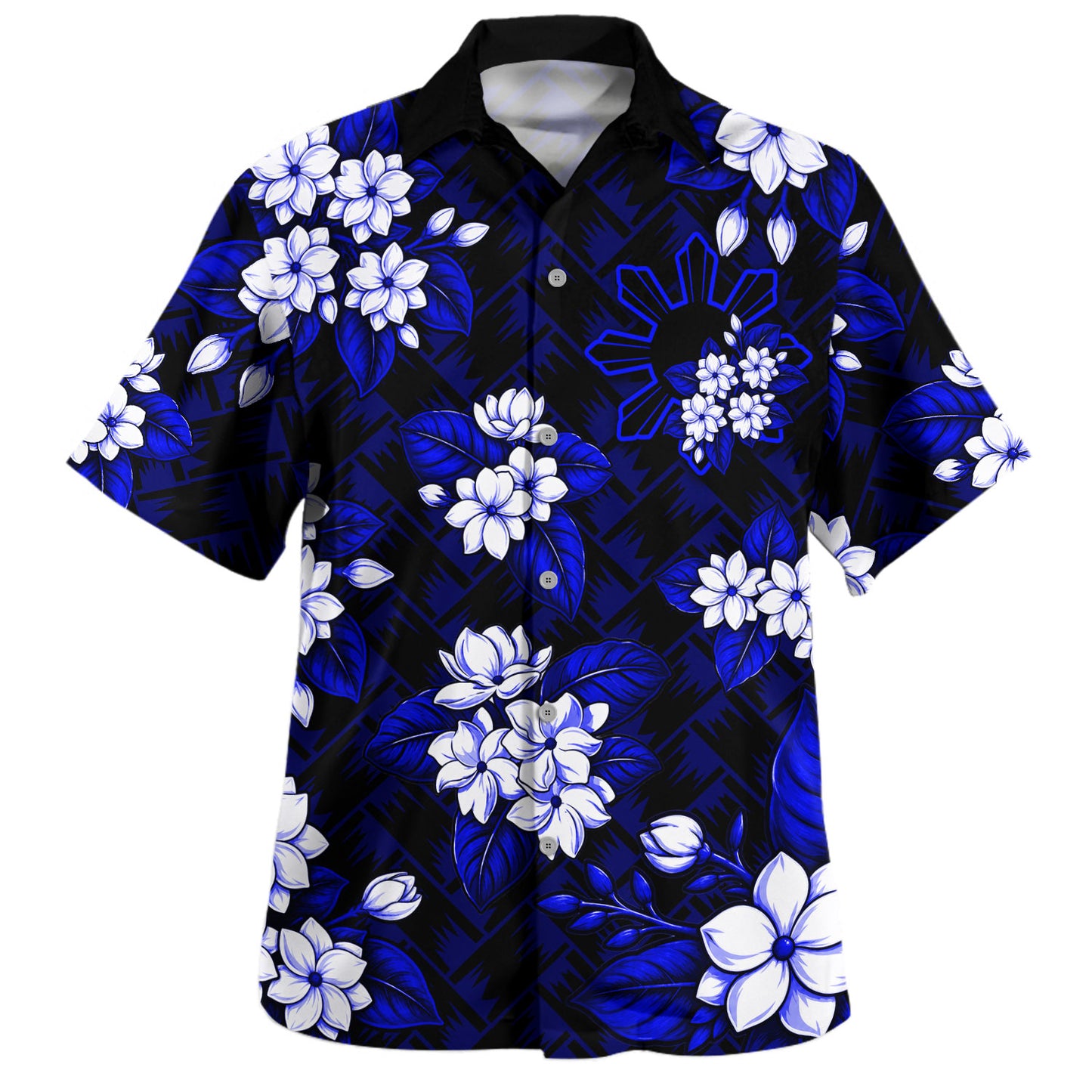 Philippines Filipinos Hawaiian Shirt Sun Sampaguita Flower Lauhala Pattern Style