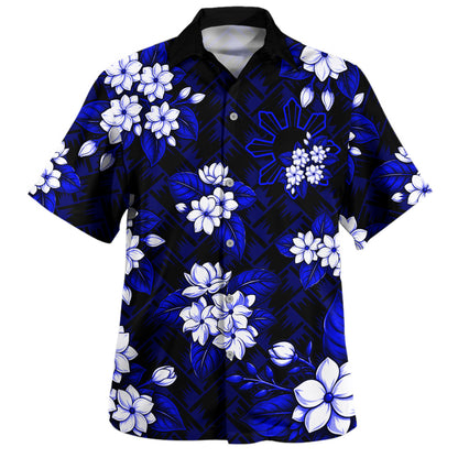 Philippines Filipinos Hawaiian Shirt Sun Sampaguita Flower Lauhala Pattern Style